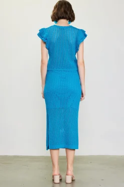Flutter Sleeve Crochet Sweater*SKIES ARE BLUE Hot