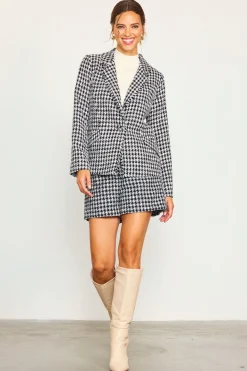 Fringed Houndstooth Blazer*SKIES ARE BLUE Sale