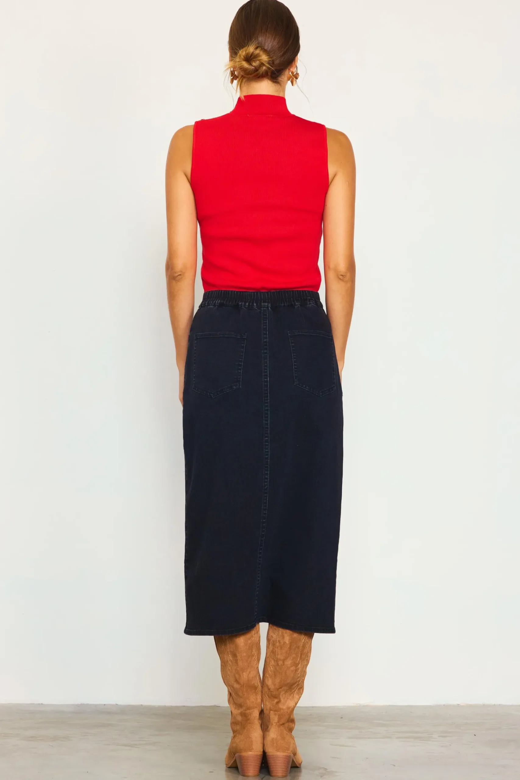 Front Slit Maxi Denim Skirt*SKIES ARE BLUE Online