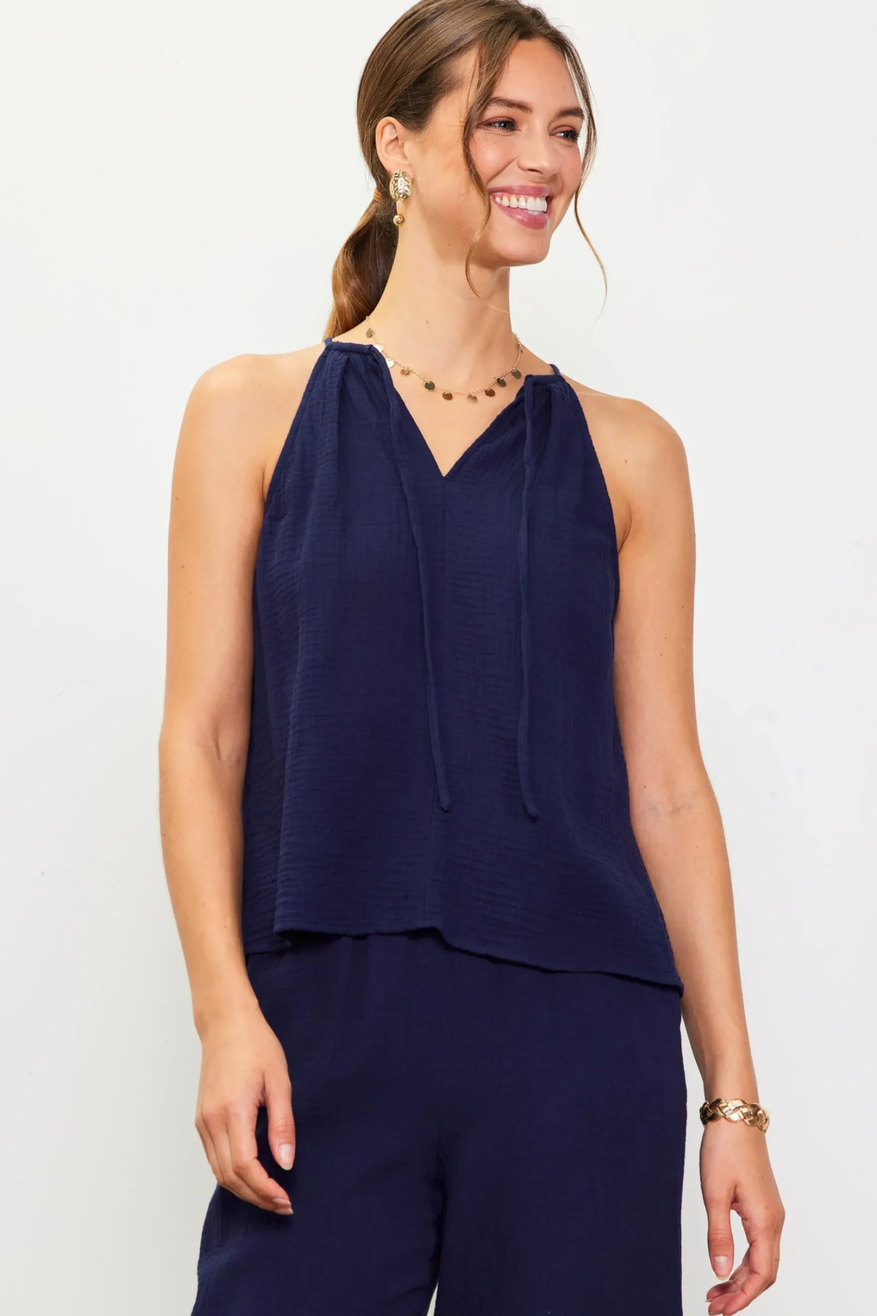 Gaia Tulip Back Halter Top*SKIES ARE BLUE Clearance