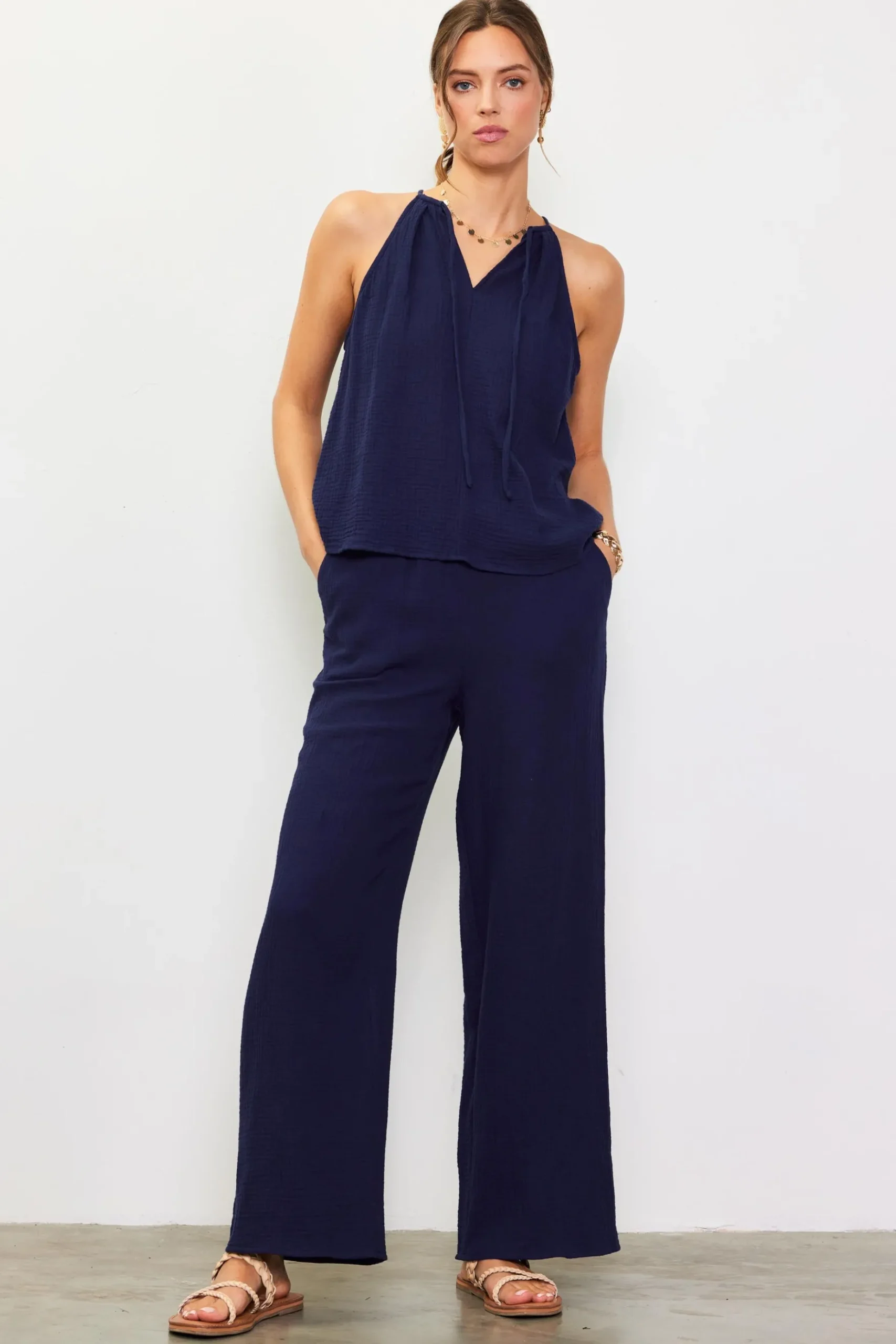 Gaia Tulip Back Halter Top*SKIES ARE BLUE Clearance