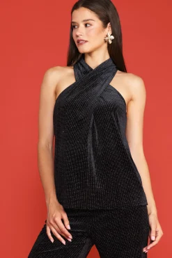 Glitter Dot Criss Cross Neckline Top*SKIES ARE BLUE Sale