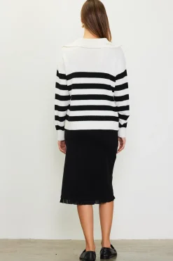 Half-Zip Striped Sweater*SKIES ARE BLUE New