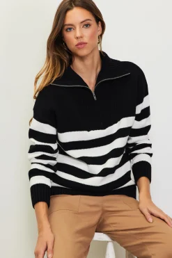 Half-Zip Striped Sweater*SKIES ARE BLUE