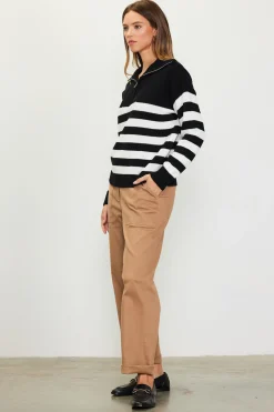 Half-Zip Striped Sweater*SKIES ARE BLUE