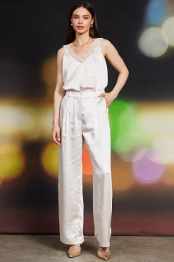 High Waisted Satin Straight Leg Pant*SKIES ARE BLUE Online