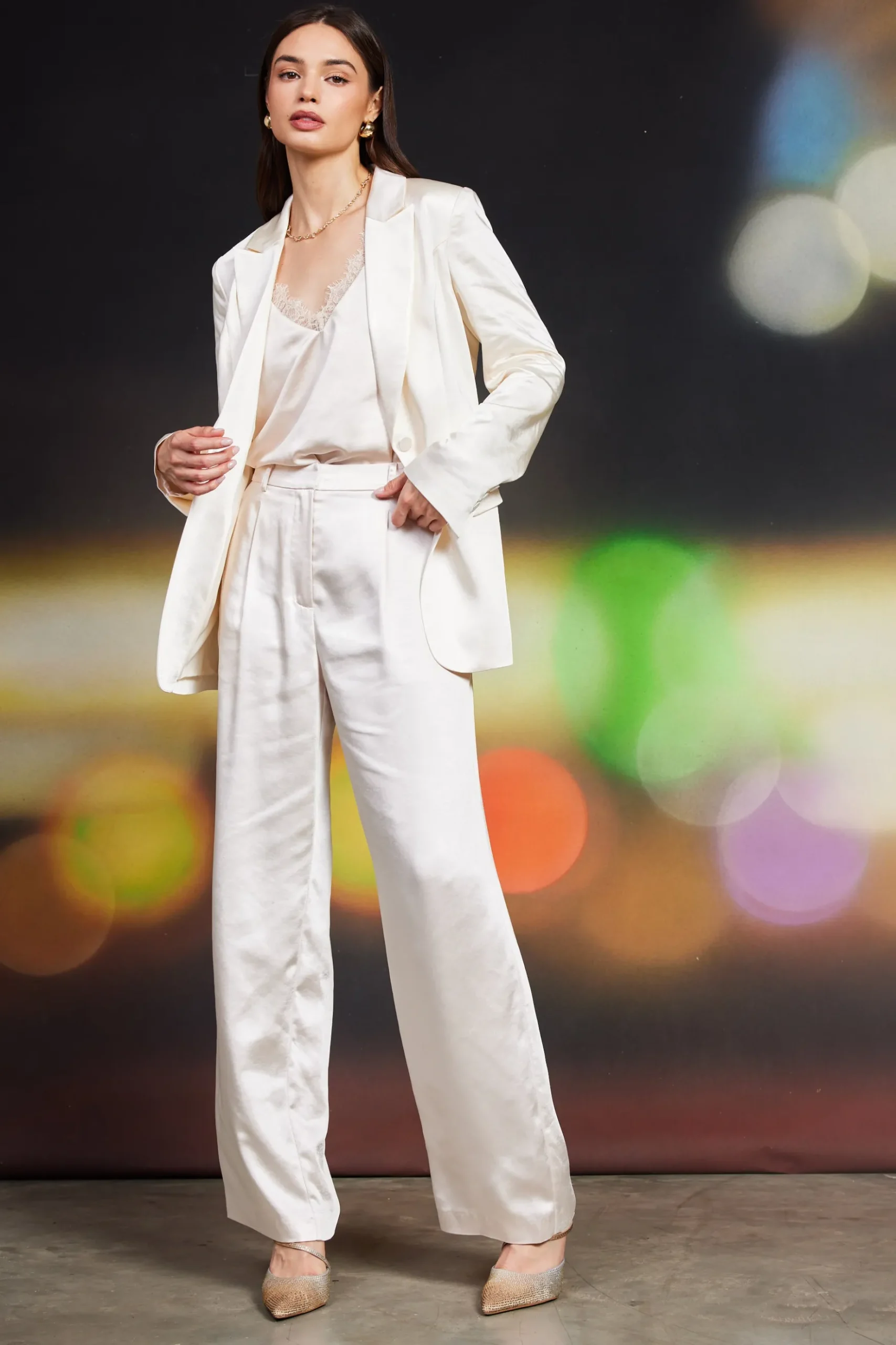 High Waisted Satin Straight Leg Pant*SKIES ARE BLUE Online
