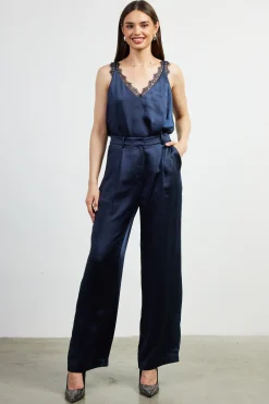 High Waisted Satin Straight Leg Pant*SKIES ARE BLUE Outlet
