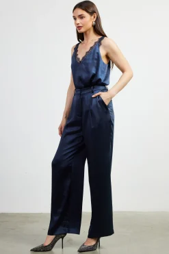 High Waisted Satin Straight Leg Pant*SKIES ARE BLUE Outlet
