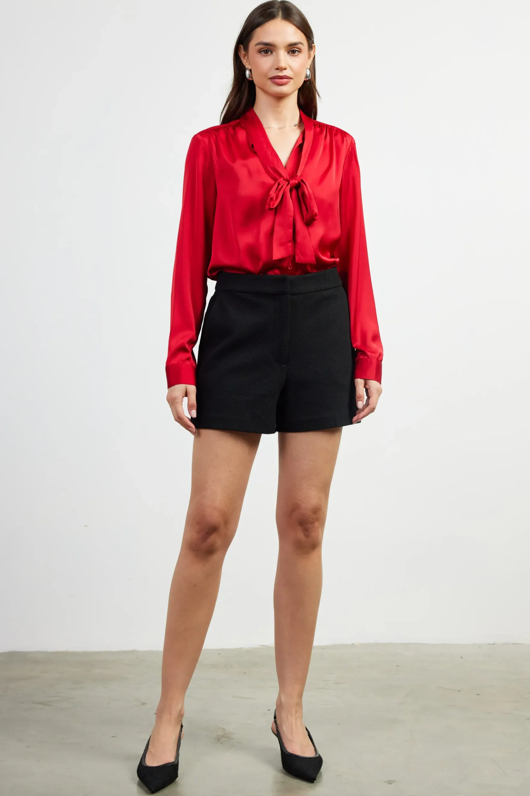 High-Rise Pleated Knit Shorts*SKIES ARE BLUE New