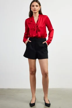 High-Rise Pleated Knit Shorts*SKIES ARE BLUE New