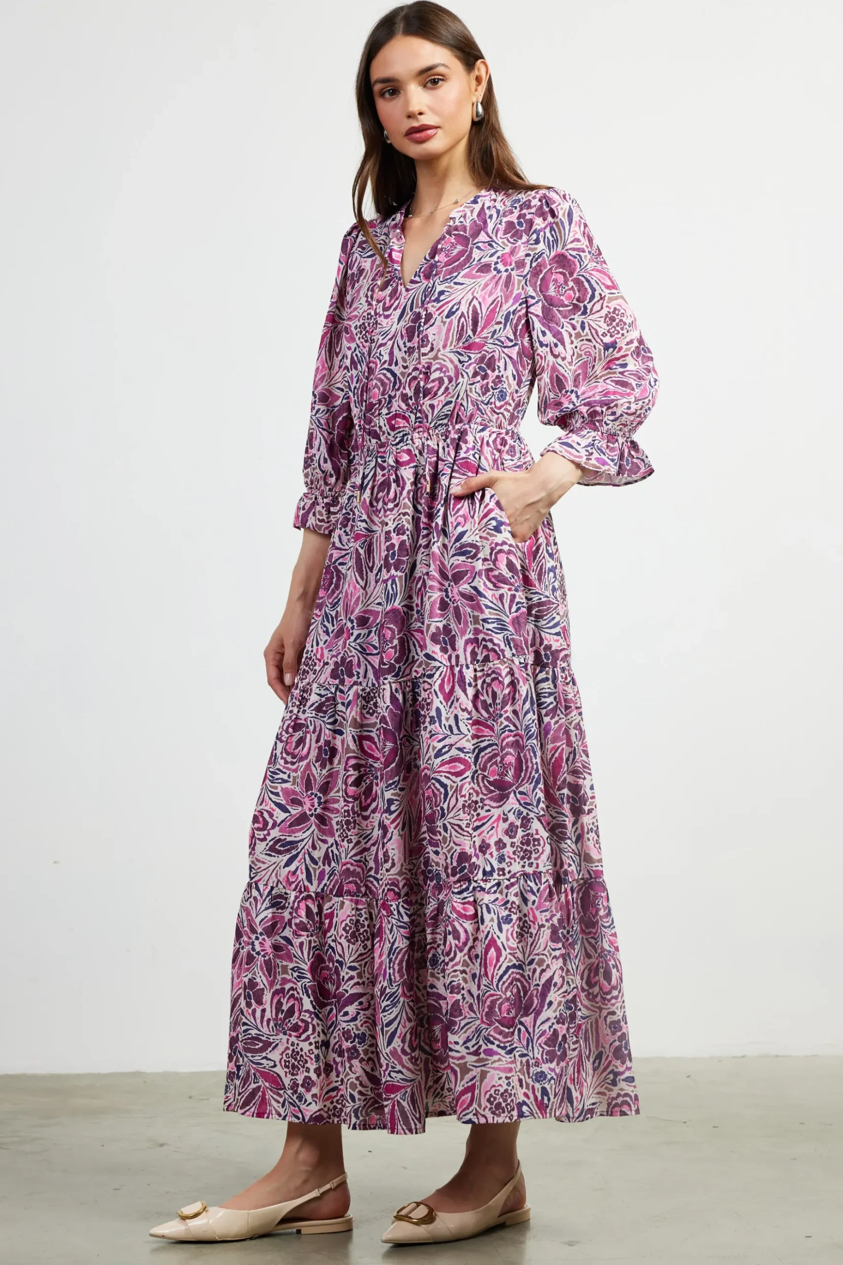 Jacquard Floral Motif Maxi Dress*SKIES ARE BLUE Hot