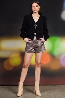 Kaira Ribbon Detail Puff Sleeve Cardigan*SKIES ARE BLUE Outlet