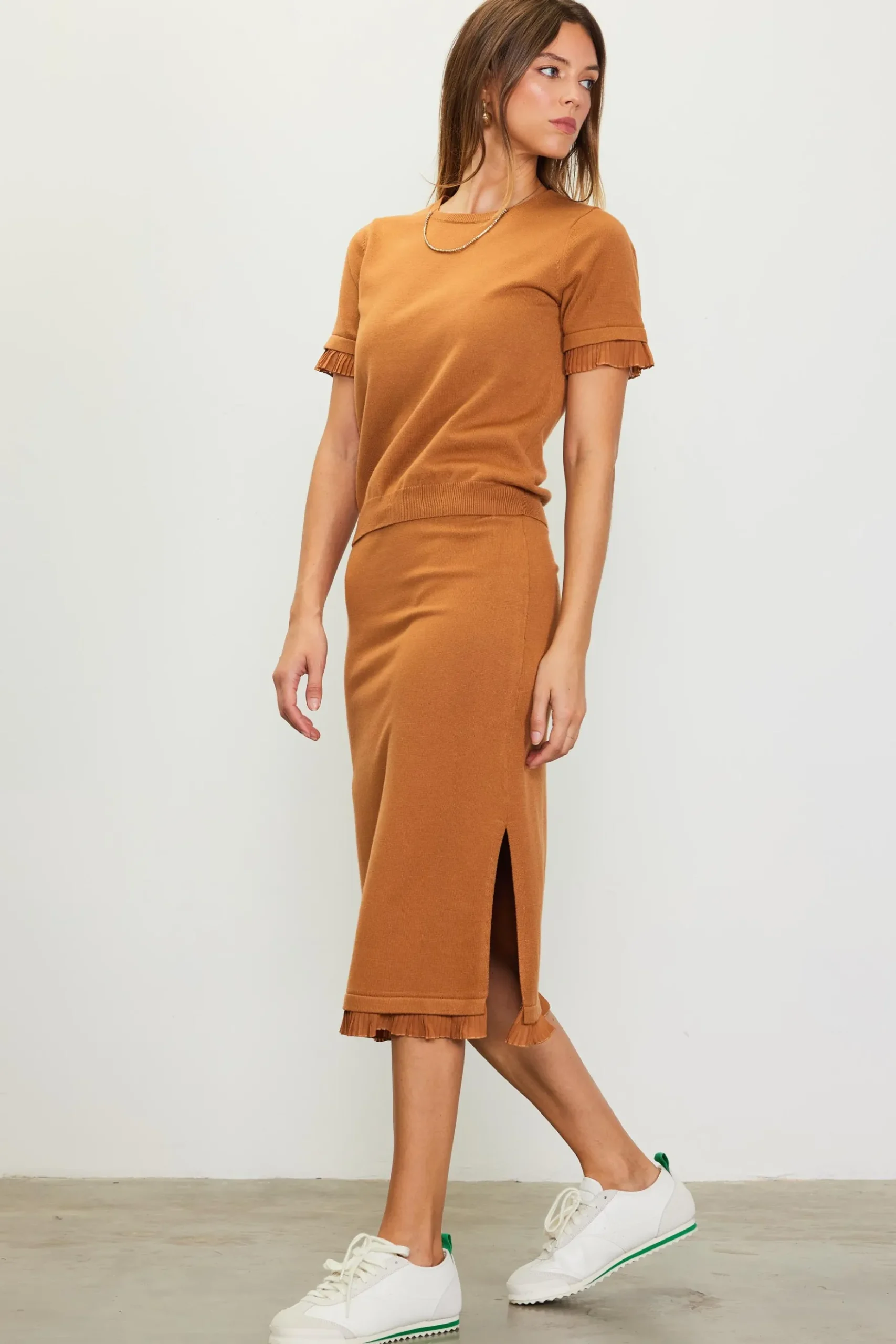Knit Midi Ruffle Detail Skirt*SKIES ARE BLUE Online