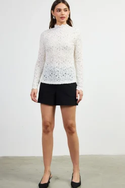 Lace Mock Neck Top*SKIES ARE BLUE Discount