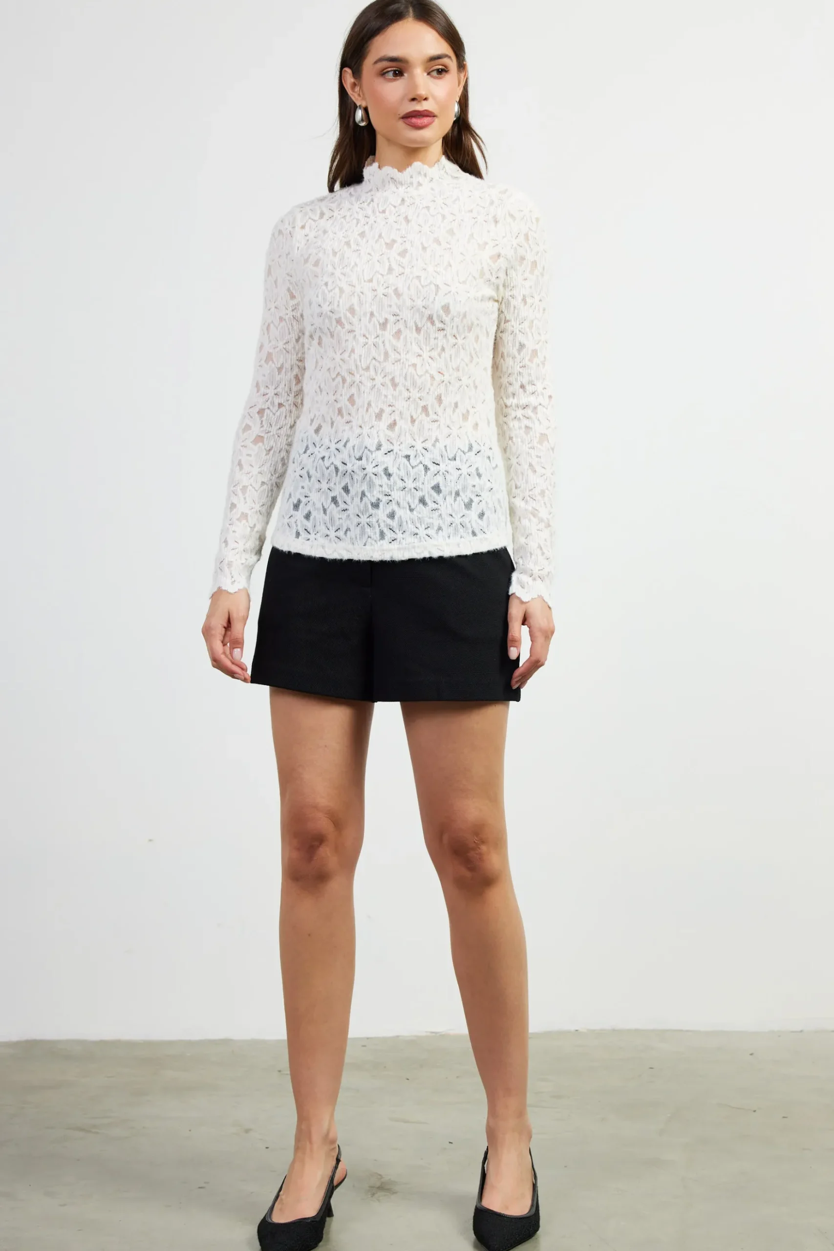 Lace Mock Neck Top*SKIES ARE BLUE Discount