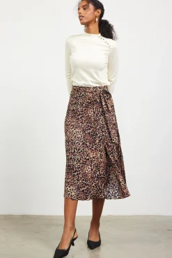 Leopard Print Pleated Midi Skirt*SKIES ARE BLUE Outlet