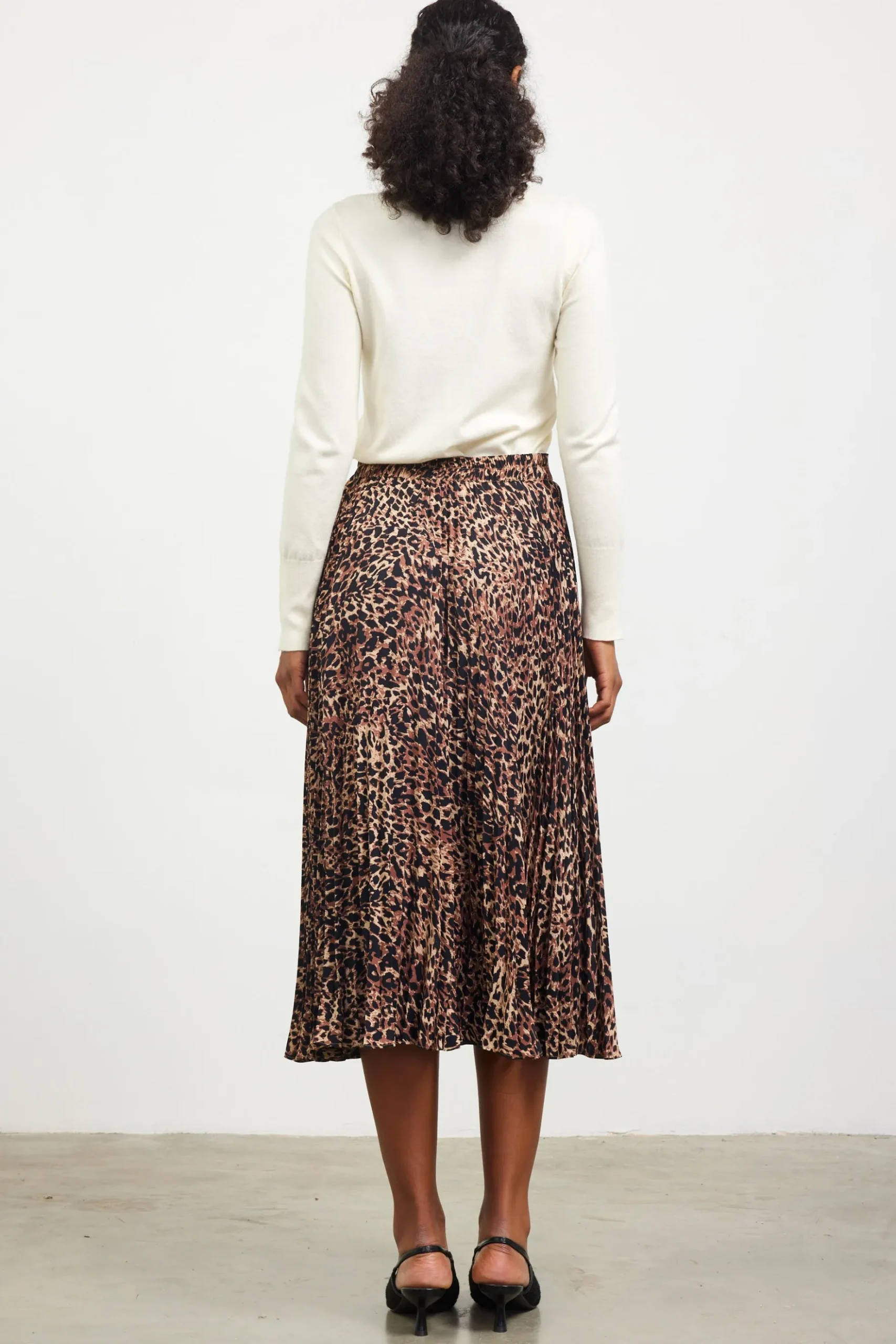 Leopard Print Pleated Midi Skirt*SKIES ARE BLUE Outlet