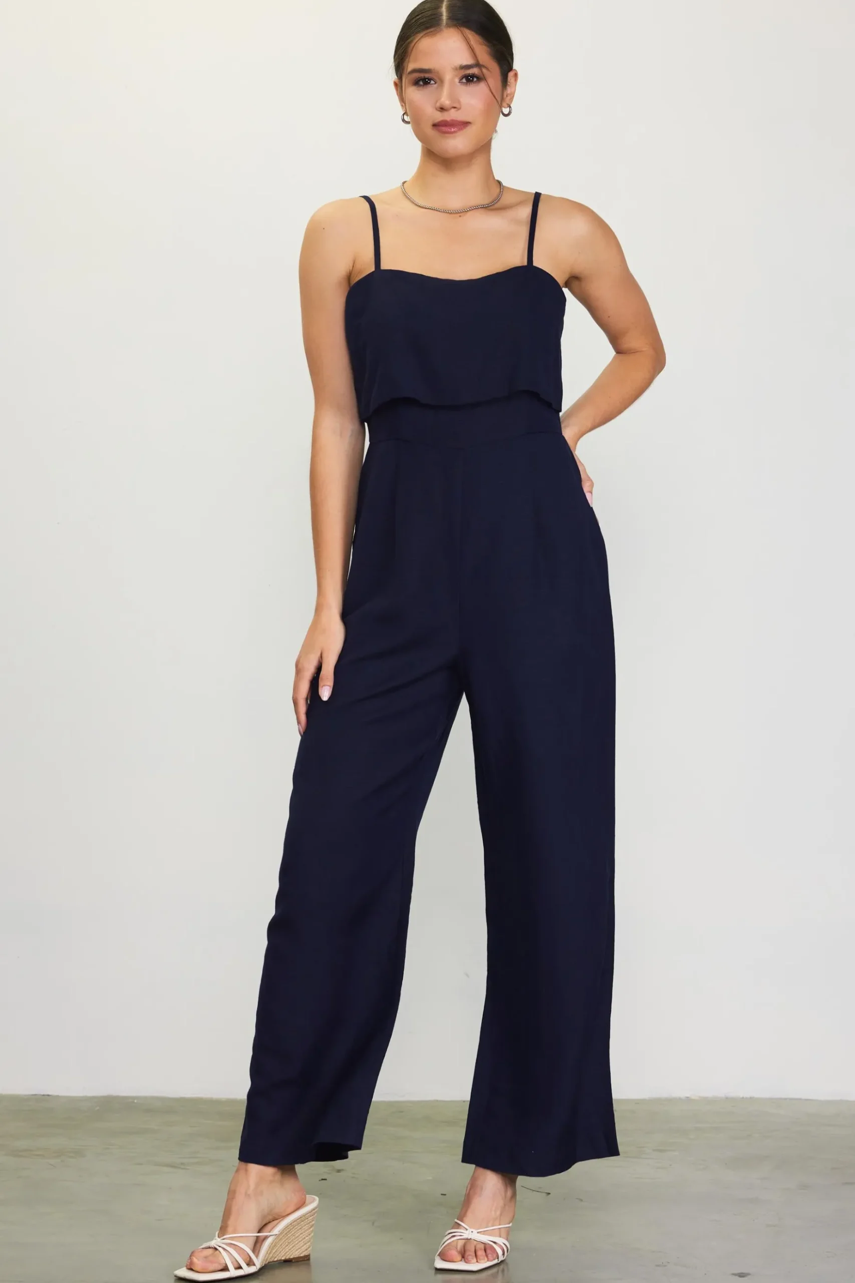 Linen Blend Shoulder Strap Jumpsuit*SKIES ARE BLUE Best