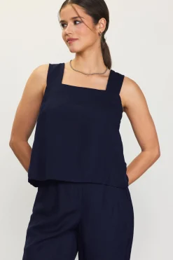 Linen Blend Square Neck Tank Top*SKIES ARE BLUE Best