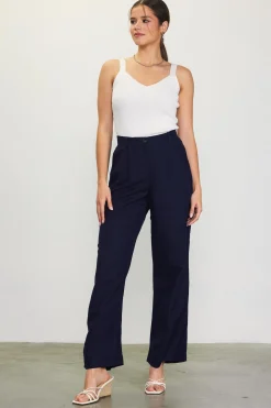 Linen Blend Wide Leg Trousers*SKIES ARE BLUE Discount