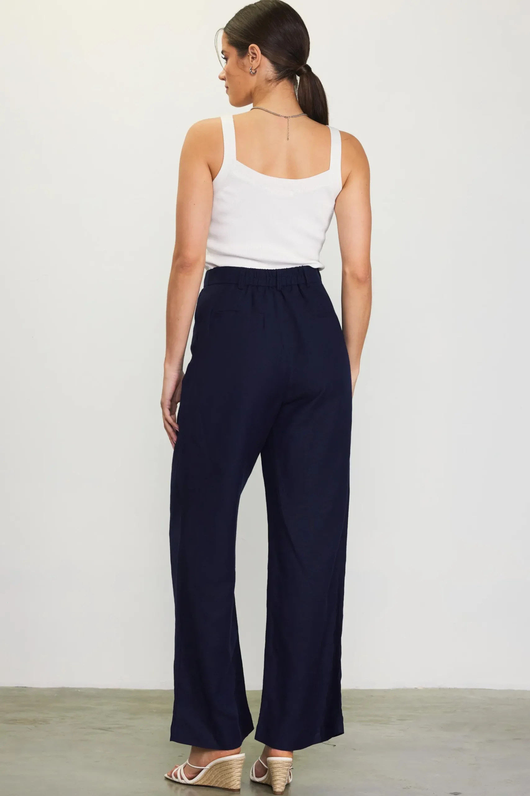Linen Blend Wide Leg Trousers*SKIES ARE BLUE Discount