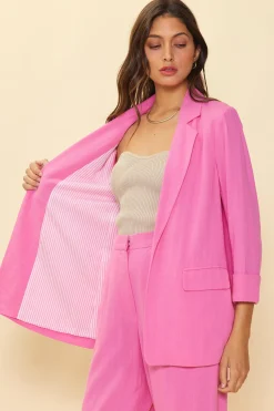 Linen Cuffed Sleeve Blazer*SKIES ARE BLUE Outlet