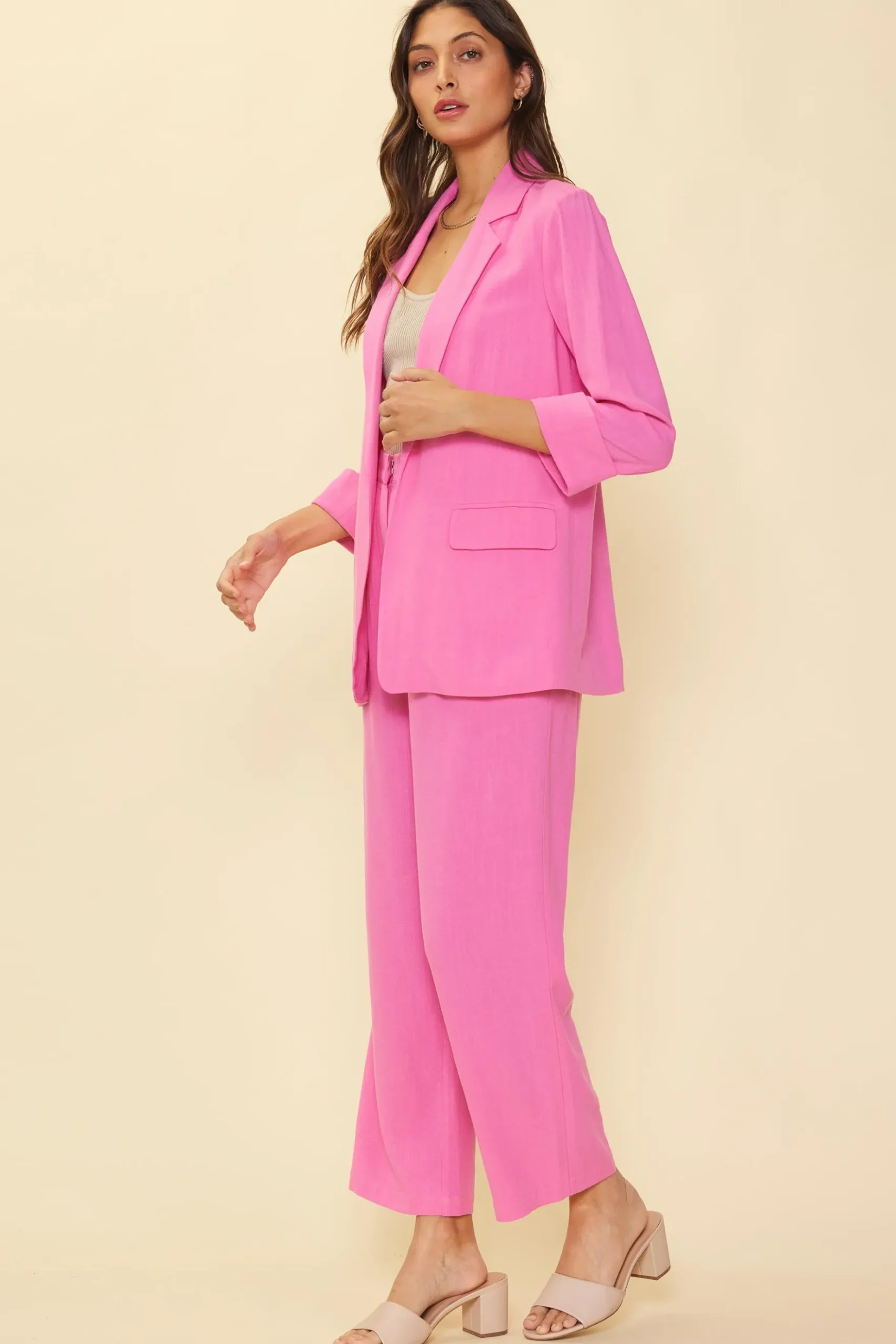 Linen Cuffed Sleeve Blazer*SKIES ARE BLUE Outlet