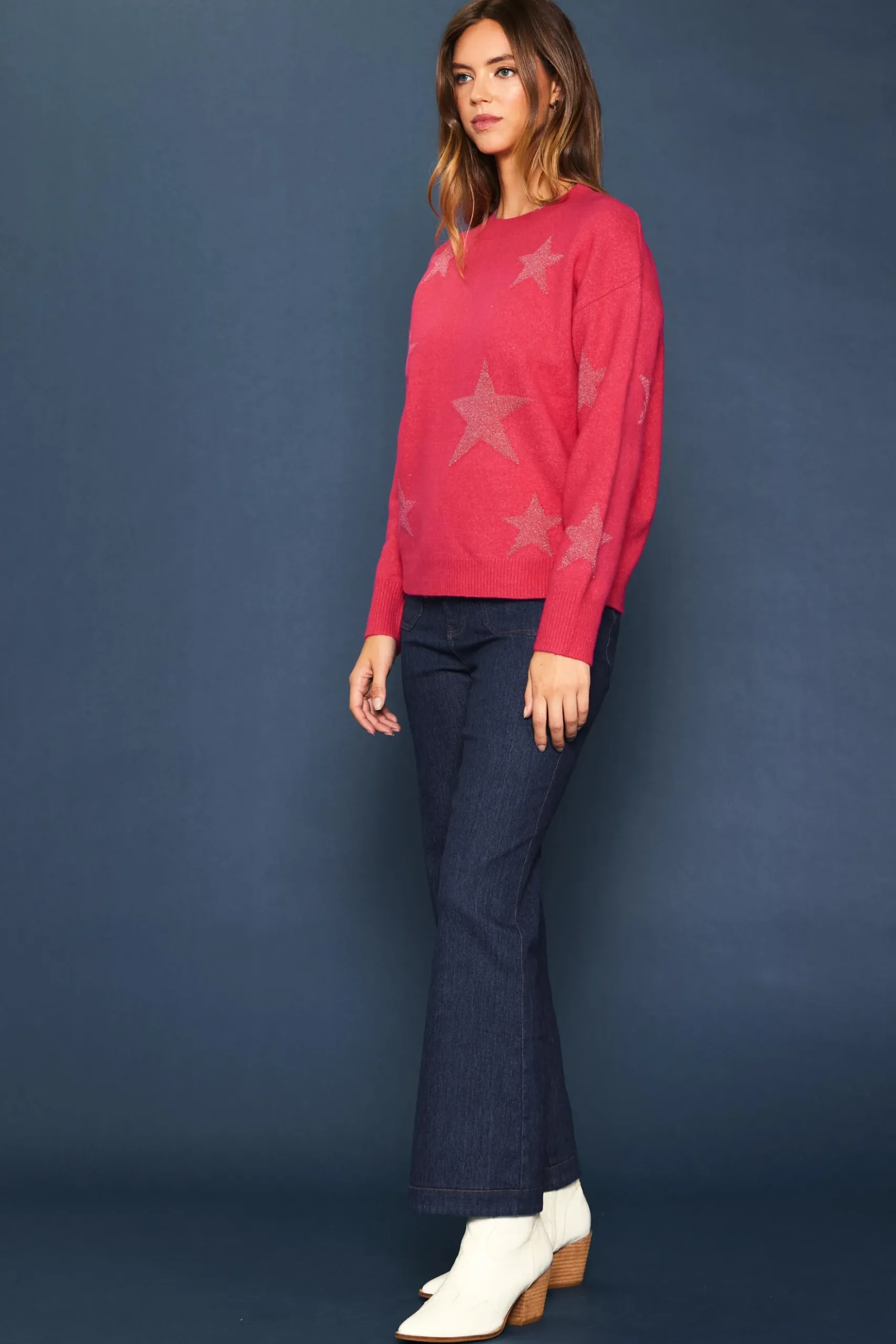 Lurex Star Print Sweater*SKIES ARE BLUE Best