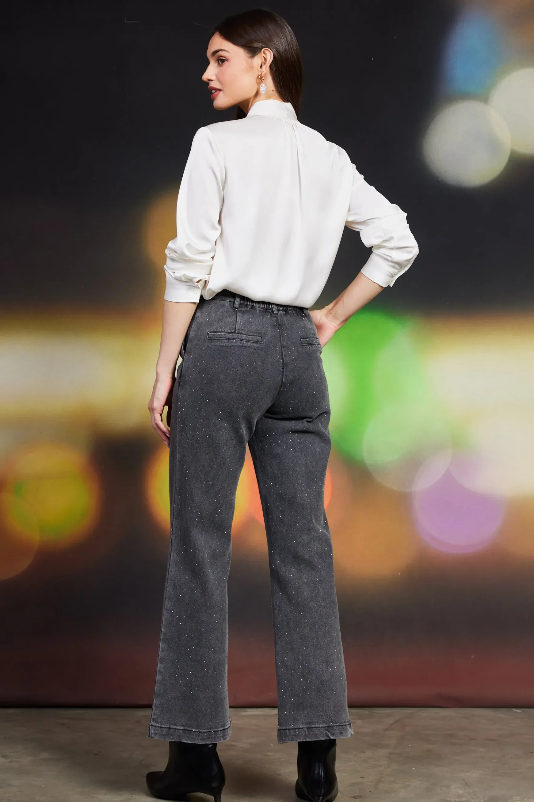 Lydia Rhinestone Denim Pants*SKIES ARE BLUE
