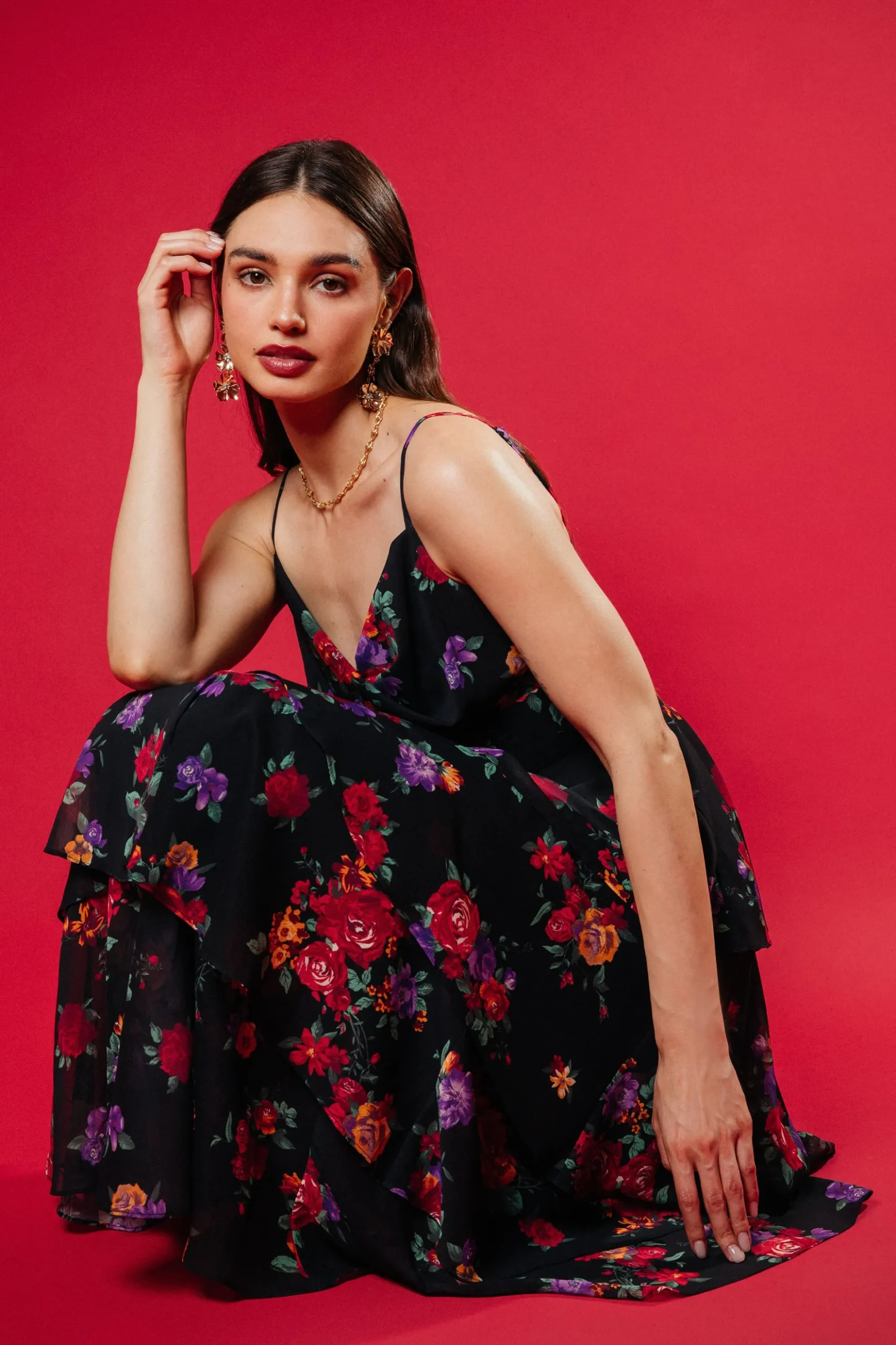 Mel Floral Print Tiered Maxi Dress*SKIES ARE BLUE Outlet