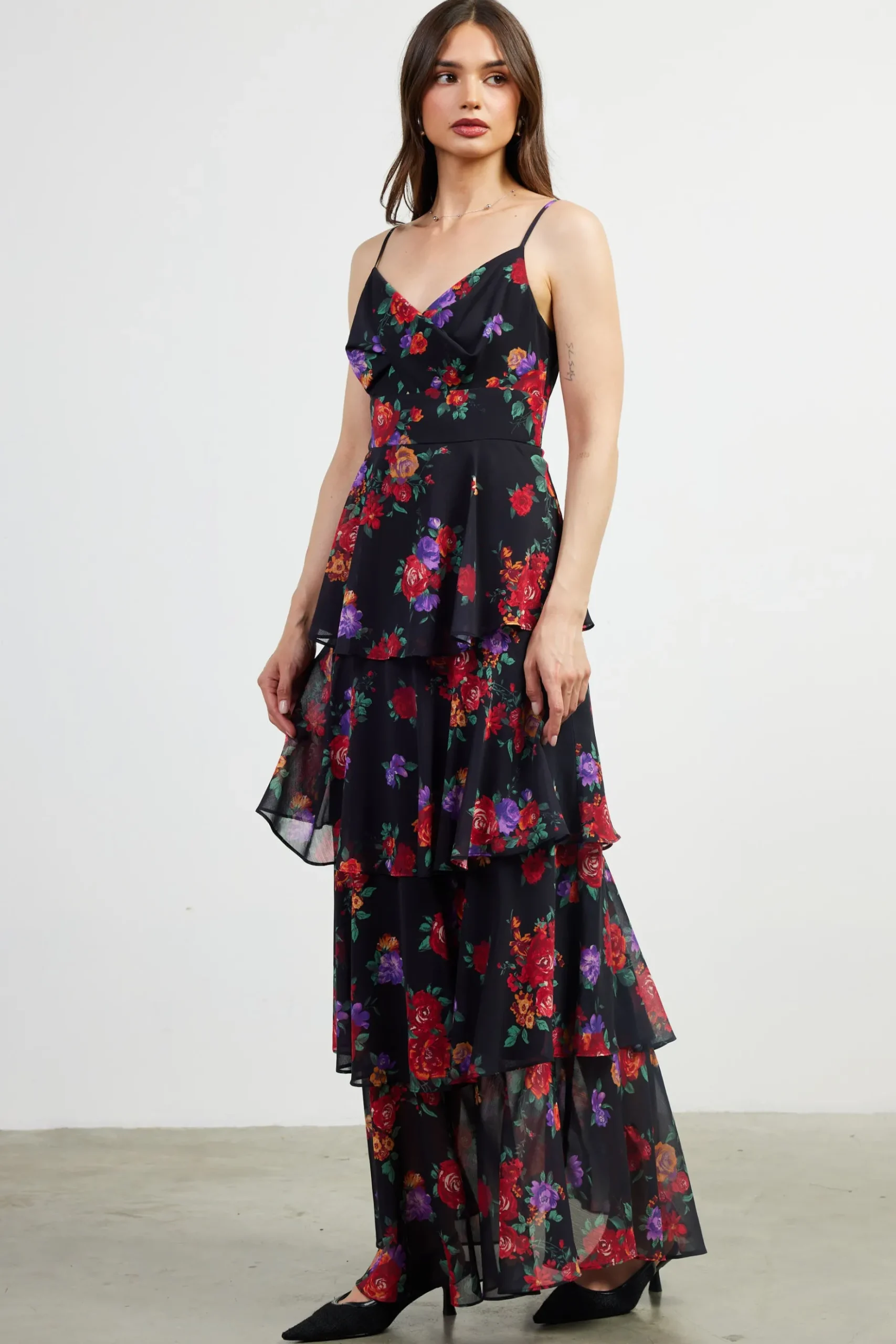Mel Floral Print Tiered Maxi Dress*SKIES ARE BLUE Outlet