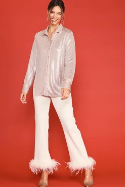 Metallic Foil Button Down Shirt*SKIES ARE BLUE Outlet