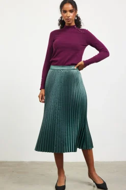 Metallic Foil Pleated Midi Skirt*SKIES ARE BLUE Sale