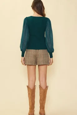 Mixed Media Contrast Knit Top*SKIES ARE BLUE Hot