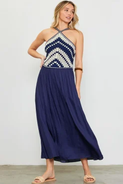 Mixed Media Halter Neck Midi Dress*SKIES ARE BLUE Hot