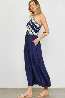 Mixed Media Halter Neck Midi Dress*SKIES ARE BLUE Hot
