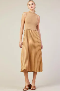 Mixed Media Pleated Midi Dress*SKIES ARE BLUE Sale
