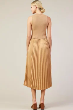 Mixed Media Pleated Midi Dress*SKIES ARE BLUE Sale