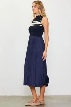 Mixed Media Pleated Midi Dress*SKIES ARE BLUE Outlet