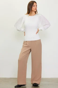 Mixed Media Pleated Sleeve Top*SKIES ARE BLUE Online