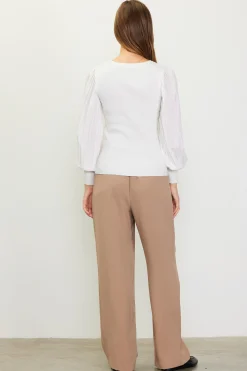 Mixed Media Pleated Sleeve Top*SKIES ARE BLUE Online