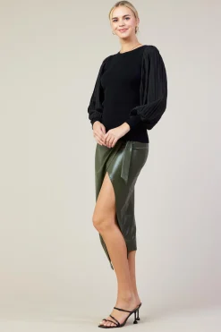 Mixed Media Pleated Sleeve Top*SKIES ARE BLUE Outlet