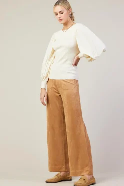 Mixed Media Pleated Sleeve Top*SKIES ARE BLUE