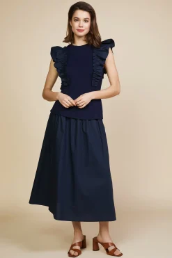 Mixed Media Ruffled Knit Top*SKIES ARE BLUE Online