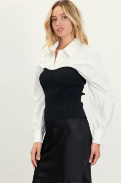 Mixed Media Twofer Blouse*SKIES ARE BLUE Online