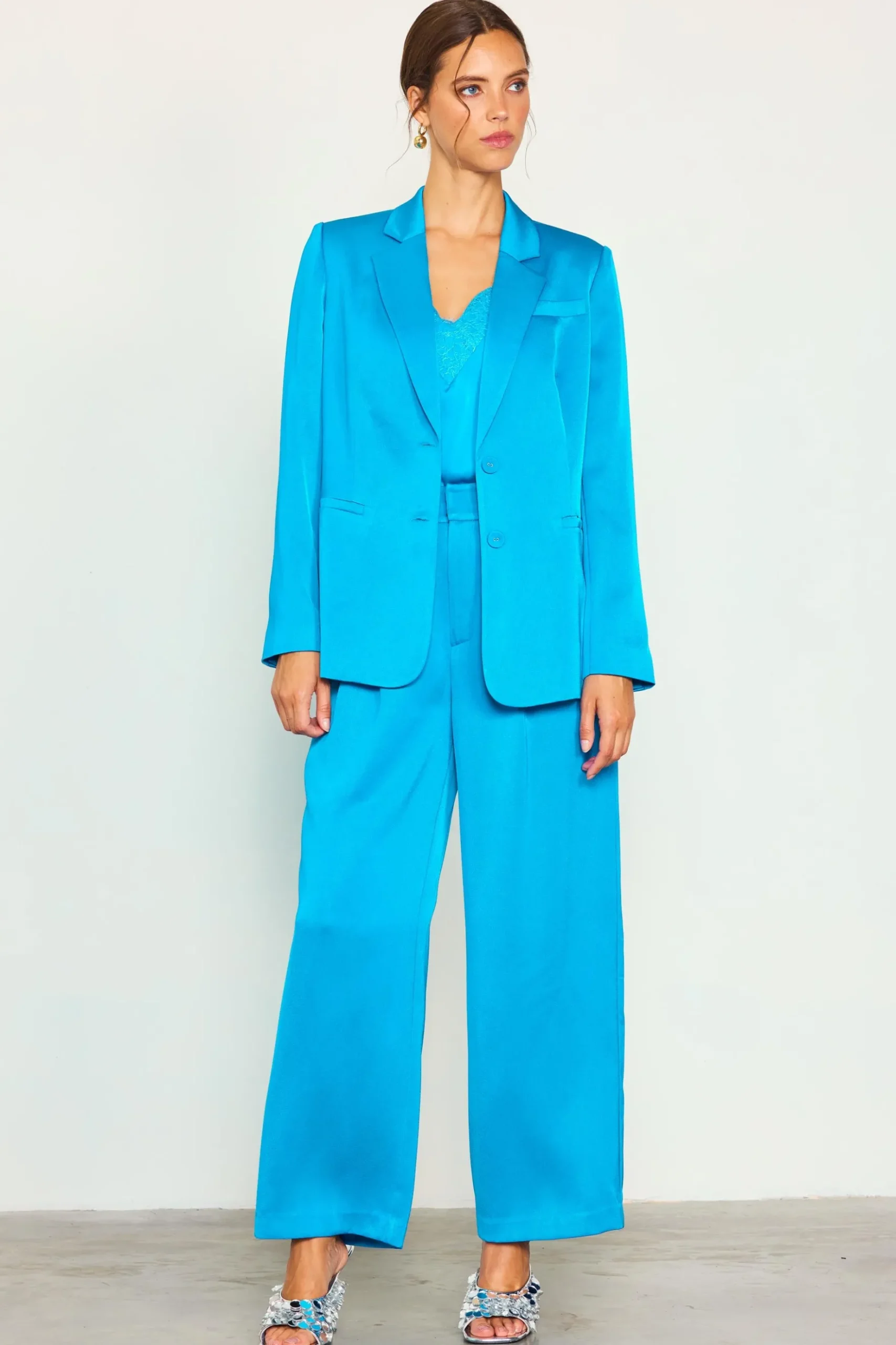 Neon Satin Welt Pocket Blazer*SKIES ARE BLUE Online