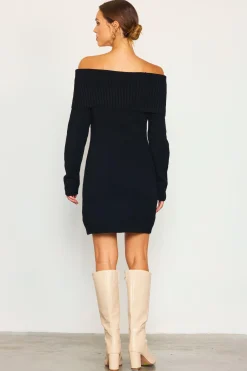 Off Shoulder Mini Sweater Dress*SKIES ARE BLUE Clearance