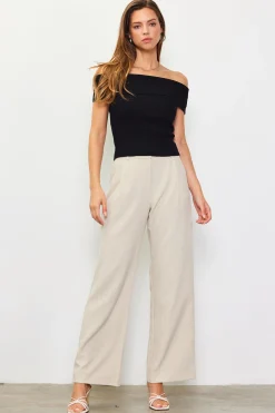 Off Shoulder Ribbed Knit Top*SKIES ARE BLUE Discount