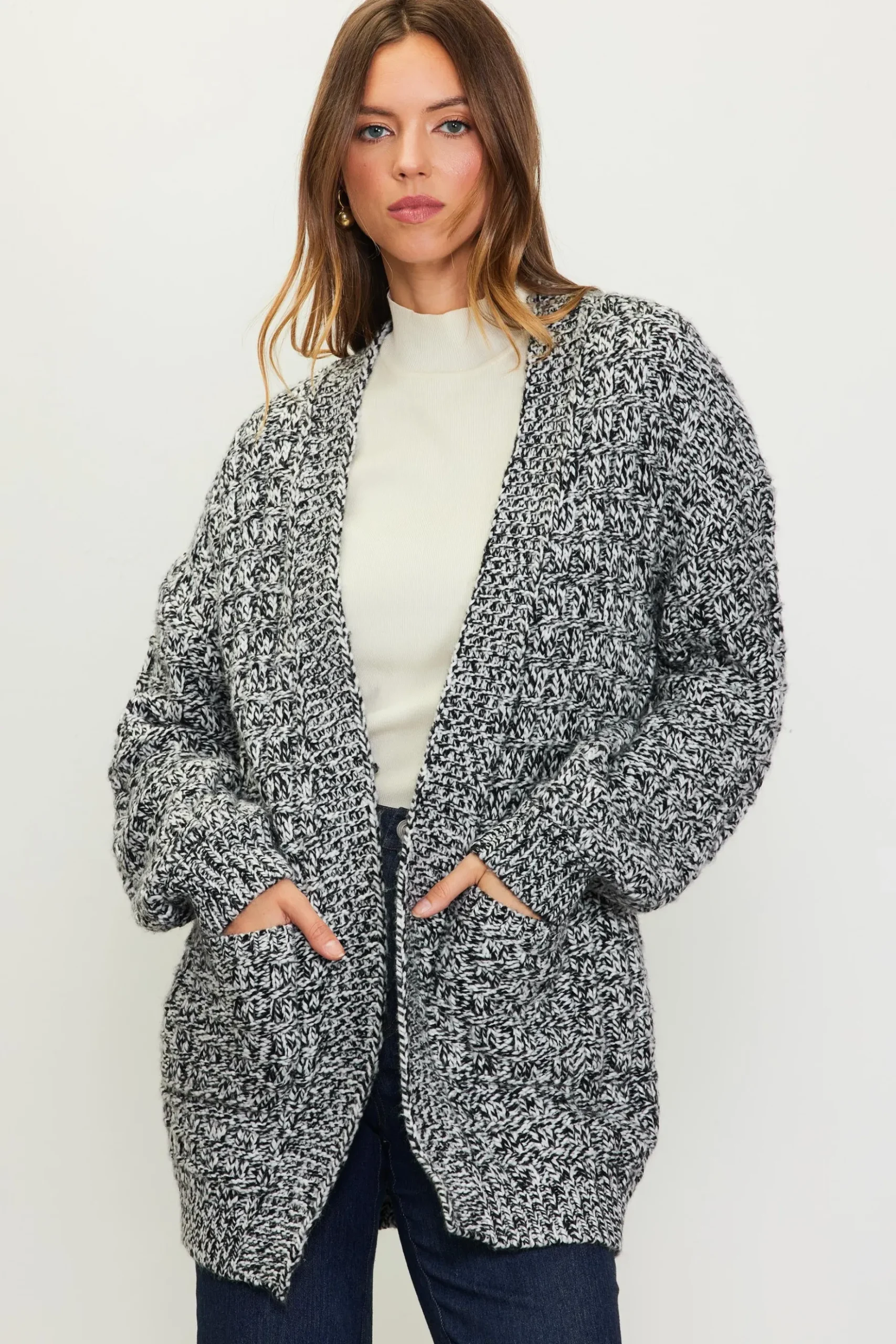 Open Front Marled Cardigan*SKIES ARE BLUE Sale
